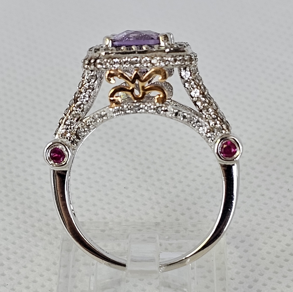 Genuine Carol Brodie Rarities Amethyst & Rubies Sterling Silver Ring Size 9! - Picture 4 of 16